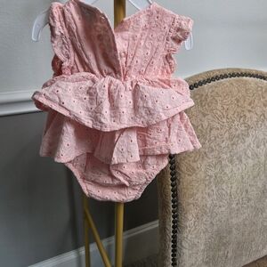 Nicole Miller New York Pink Eyelet Ruffle Baby Dress